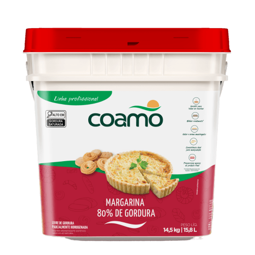 Margarina Coamo Com Sal 80% Lipidios 14,5Kg/15,8L - 1 Unidade